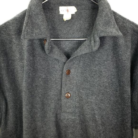J. CREW Men's Gray Buttoned Polo Fleece Pullover Cuffed Jacket Size: X-Small - Picture 3 of 6